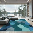 thumbnail image 1 of ODIKA 2'x3' Machine Washable Non-Slip Area Rug, Geometric Teal High Traffic Rug, Blue, 1042492, 1 of 7