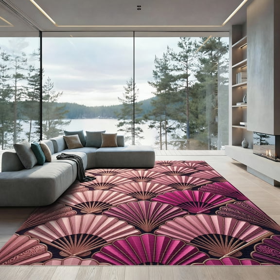 ODIKA 2x3 Machine Washable Non-Slip Area Rug, Glam Blush Pink High Traffic Rug, Pink, 1143556