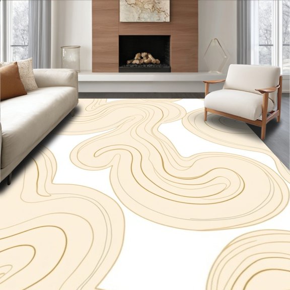 ODIKA 2x3 Machine Washable Non-Slip Area Rug, Glamorous Velvety Touch Showcase Platform Photographic Background High Traffic Rug, Beige, 584895