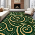 thumbnail image 1 of ODIKA 2'x3' Machine Washable Non-Slip Area Rug, Golden Spiral Sequin Tree Skirt With Ornate Swirl Embellishments High Traffic Rug, Green, 624779, 1 of 7