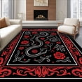 thumbnail image 1 of ODIKA 2'x3' Machine Washable Non-Slip Area Rug, Gothic Rose Floor with Dark Floral Design High Traffic Rug with Pad, Red, 449406, 1 of 8