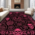 thumbnail image 1 of ODIKA 2'x3' Machine Washable Non-Slip Area Rug, Gothic Skull Cartoon Horror Bath with Dark Floral Nightmare Motifs High Traffic Rug, Black, 728195, 1 of 7