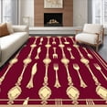 thumbnail image 1 of ODIKA 2'x3' Machine Washable Non-Slip Area Rug, Gourmet Chef Dining Utensil Artistic Culinary Display High Traffic Rug, Maroon, 734890, 1 of 7