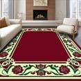 thumbnail image 1 of ODIKA 2'x3' Machine Washable Non-Slip Area Rug, Grand Reception Entrance Pathway Adorned Floral Medallion Borders High Traffic Rug with Pad, Red, 730065, 1 of 8