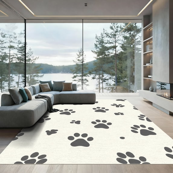 ODIKA 2'x3' Machine Washable Non-Slip Area Rug, Graphic White High Traffic Rug, White, 1056040