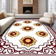 thumbnail image 1 of ODIKA 2'x3' Machine Washable Non-Slip Area Rug, Gridiron Bathroom Sporty Medallion Design High Traffic Rug with Pad, Burgundy, 675155, 1 of 8