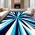 thumbnail image 1 of ODIKA 2'x3' Machine Washable Non-Slip Area Rug, Gridiron Starburst Modern Athletic Stripe Motif High Traffic Rug, Blue, 677101, 1 of 7
