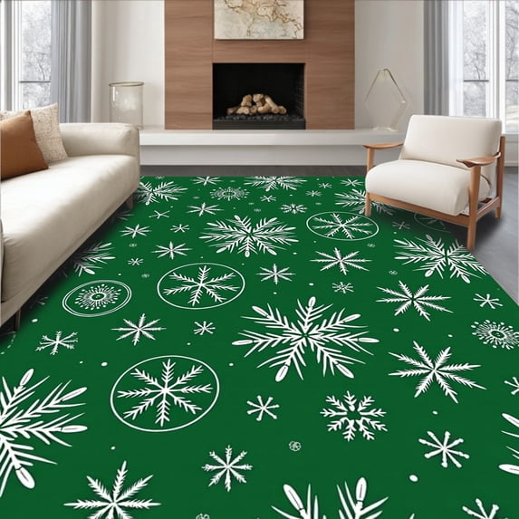 ODIKA 2'x3' Machine Washable Non-Slip Area Rug, Hearth Seasonal Accent High Traffic Rug, Green, 610262
