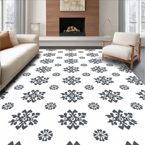 ODIKA 2x3 Machine Washable Non-Slip Area Rug, Heavenly Spectacular Seasonal Joyful Gathering Platform High Traffic Rug, White, 639885