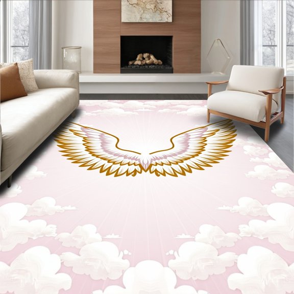 ODIKA 2x3 Machine Washable Non-Slip Area Rug, Heavenly Wings Making Kit DIY Canvas High Traffic Rug, Pink, 633869