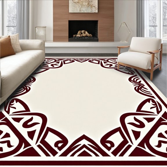 ODIKA 2x3 Machine Washable Non-Slip Area Rug, Heritage Athletic Symbol Entrance Walkway Decoration High Traffic Rug, Brown, 676176