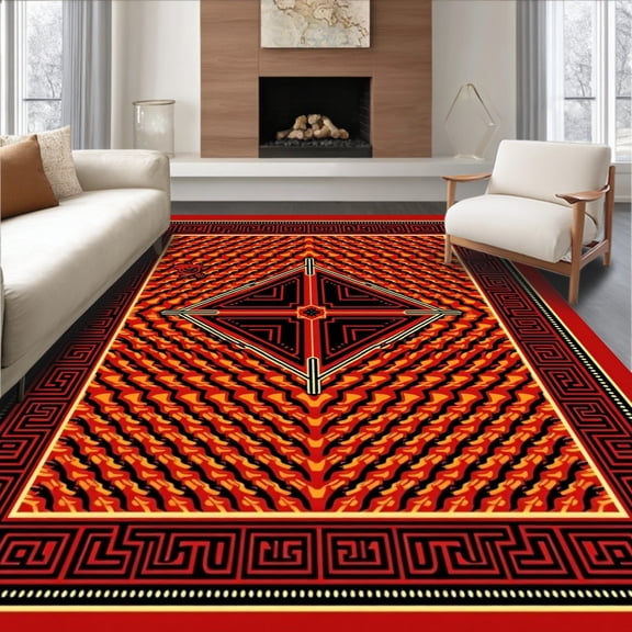 ODIKA 2x3 Machine Washable Non-Slip Area Rug, Heritage Lattice Cross Hatch Artisan Handwoven Accent High Traffic Rug, Red, 510955