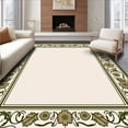 thumbnail image 1 of ODIKA 2'x3' Machine Washable Non-Slip Area Rug, Heritage Scroll Border with Stylized Bloom Array High Traffic Rug with Pad, Green, 541729, 1 of 8