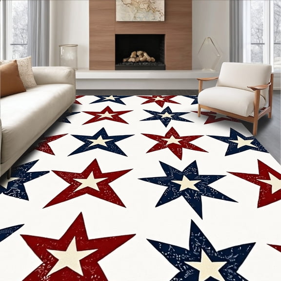 ODIKA 2x3 Machine Washable Non-Slip Area Rug, Heritage Stars And Stripes Distressed High Traffic Rug, Red, 571534