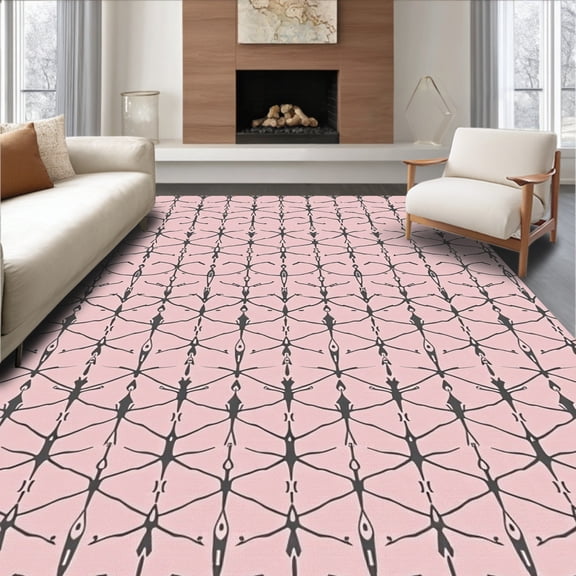 ODIKA 2x3 Machine Washable Non-Slip Area Rug, Hexagonal Honeycomb Design Accent High Traffic Rug, Pink, 576815