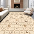 thumbnail image 1 of ODIKA 2'x3' Machine Washable Non-Slip Area Rug, Hexagonal Honeycomb Design with Vintage Damask High Traffic Rug, Beige, 590374, 1 of 7