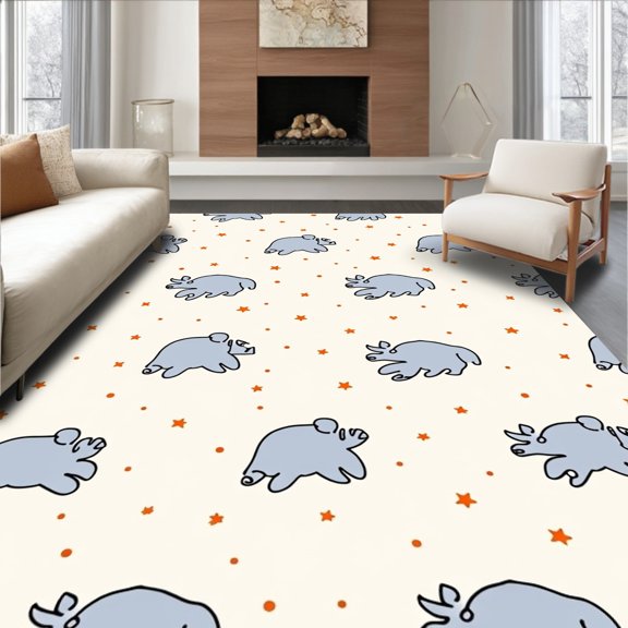 ODIKA 2x3 Machine Washable Non-Slip Area Rug, Hibernating Animal Design with Peaceful Slumber Theme High Traffic Rug, Gray, 683160