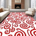 thumbnail image 1 of ODIKA 2'x3' Machine Washable Non-Slip Area Rug, Holiday Cane Swirl Bath with Festive Peppermint Stripe Design High Traffic Rug, Red, 655956, 1 of 7