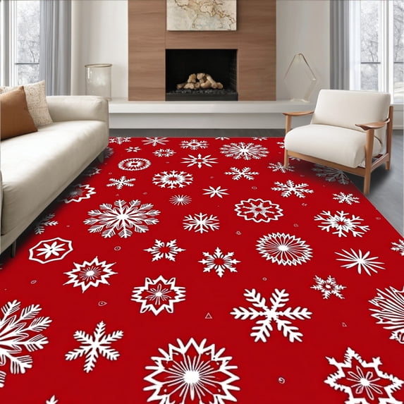 ODIKA 2'x3' Machine Washable Non-Slip Area Rug, Holiday Celebration Jolly Seasonal Decorative Festive Ornamental High Traffic Rug with Pad, Red, 606702