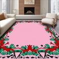 thumbnail image 1 of ODIKA 2'x3' Machine Washable Non-Slip Area Rug, Holiday Hound Cross Stitch Template Yuletide Decorative Art High Traffic Rug with Pad, Pink, 642398, 1 of 8