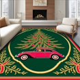 thumbnail image 1 of ODIKA 2'x3' Machine Washable Non-Slip Area Rug, Holiday Journey with Evergreen Tree and Festive Vehicle Scene High Traffic Rug with Pad, Green, 653779, 1 of 8
