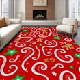 thumbnail image 1 of ODIKA 2'x3' Machine Washable Non-Slip Area Rug, Holiday Peppermint Swirls And Gingerbread Men Interlocking With Twinkling Stars High Traffic Rug with Pad, Red, 638212, 1 of 8