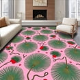 thumbnail image 1 of ODIKA 2'x3' Machine Washable Non-Slip Area Rug, Holiday Pine Needle Cluster with Crimson Berry Highlights and Twisting Vines High Traffic Rug with Pad, Pink, 731868, 1 of 8