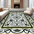 thumbnail image 1 of ODIKA 2'x3' Machine Washable Non-Slip Area Rug, Holiday Pinecone Interlocking with Festive Flourish Motif High Traffic Rug, Green, 647857, 1 of 7