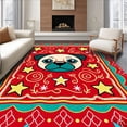 thumbnail image 1 of ODIKA 2'x3' Machine Washable Non-Slip Area Rug, Holiday Pug Scene with Decorative Stars and Playful Motifs High Traffic Rug, Red, 642184, 1 of 7