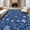 thumbnail image 1 of ODIKA 2'x3' Machine Washable Non-Slip Area Rug, Holiday Snowflake and Pine Branch Interlocking Latch Hook Design High Traffic Rug with Pad, Blue, 746830, 1 of 8