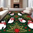 thumbnail image 1 of ODIKA 2'x3' Machine Washable Non-Slip Area Rug, Holiday Spirit Stockings Featuring Animated Penguin and Classic Reindeer Designs High Traffic Rug with Pad, Green, 746270, 1 of 8