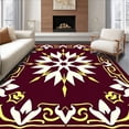 thumbnail image 1 of ODIKA 2'x3' Machine Washable Non-Slip Area Rug, Holiday Starburst Medallion Kit with Elegant Interlocking Design High Traffic Rug with Pad, Burgundy, 654201, 1 of 8