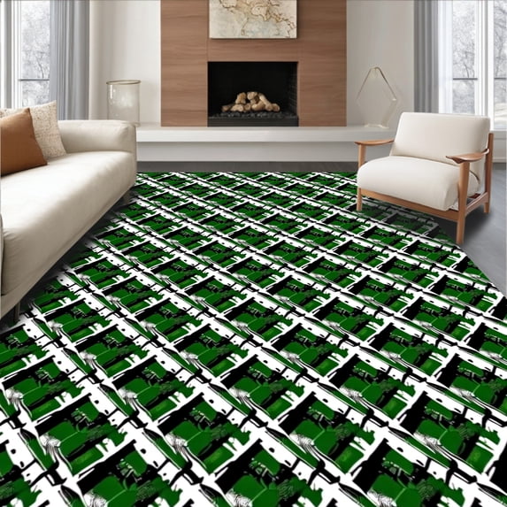 ODIKA 2'x3' Machine Washable Non-Slip Area Rug, Holiday Tartan Lattice High Traffic Rug, Green, 504553