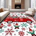 thumbnail image 1 of ODIKA 2'x3' Machine Washable Non-Slip Area Rug, Holiday Truck Adventure With Festive Gnome Companions And Snowflake Details High Traffic Rug, Red, 628098, 1 of 7
