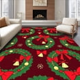 thumbnail image 1 of ODIKA 2'x3' Machine Washable Non-Slip Area Rug, Holiday Wreath with Ribbon Bow Details High Traffic Rug with Pad, Red, 606856, 1 of 8