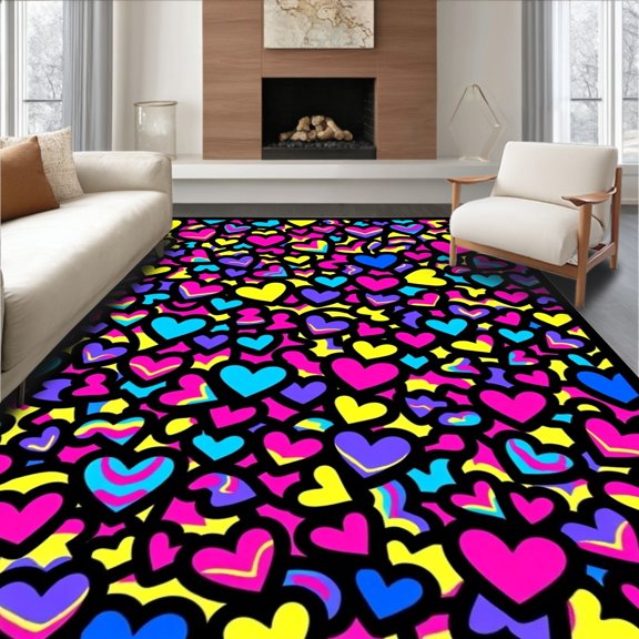 ODIKA 2x3 Machine Washable Non-Slip Area Rug, Holiday Yarn Loop Crochet Canvas Cushion Pillow Project High Traffic Rug, Pink, 649863