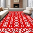 thumbnail image 1 of ODIKA 2'x3' Machine Washable Non-Slip Area Rug, Holly Berries Festive Medallion Interlocking Snowflake Motif High Traffic Rug with Pad, Red, 503013, 1 of 8