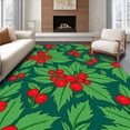 thumbnail image 1 of ODIKA 2'x3' Machine Washable Non-Slip Area Rug, Holly Berry Wreath Semi Circle Welcome Traditional Botanical Design High Traffic Rug with Pad, Red, 612790, 1 of 8