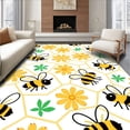 thumbnail image 1 of ODIKA 2'x3' Machine Washable Non-Slip Area Rug, Honeycomb Bees and Blossoms Cartoon with Whimsical Hive Motifs High Traffic Rug, Yellow, 723036, 1 of 5