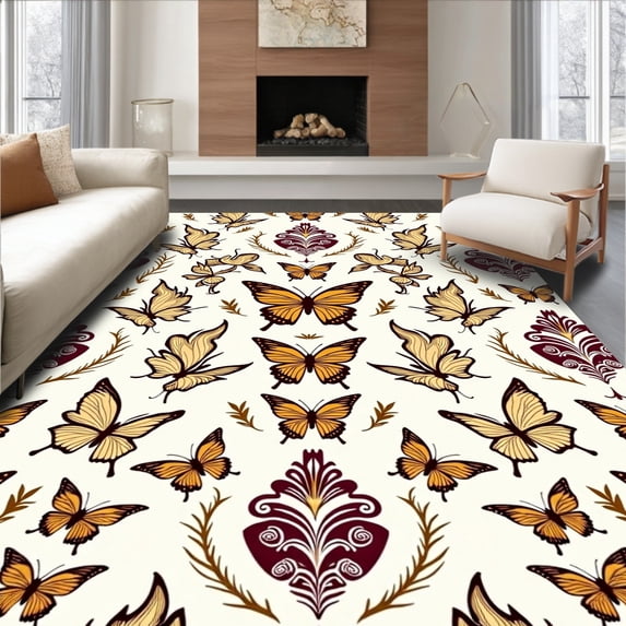 ODIKA 2'x3' Machine Washable Non-Slip Area Rug, Hook Vintage Motif High Traffic Rug, Beige, 640272