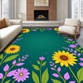thumbnail image 1 of ODIKA 2'x3' Machine Washable Non-Slip Area Rug, Hook Yarn Crafting Wildflower Fairy Tale Forest Adventure Theme High Traffic Rug, Yellow, 727887, 1 of 7