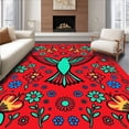 thumbnail image 1 of ODIKA 2'x3' Machine Washable Non-Slip Area Rug, Hummingbird Mosaic Medley with Blossoming Flora Motifs High Traffic Rug, Red, 641146, 1 of 7