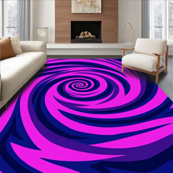 ODIKA 2'x3' Machine Washable Non-Slip Area Rug, Hurricane Spiral Contemporary Abstract Decorative Surface Art High Traffic Rug, Pink, 592078