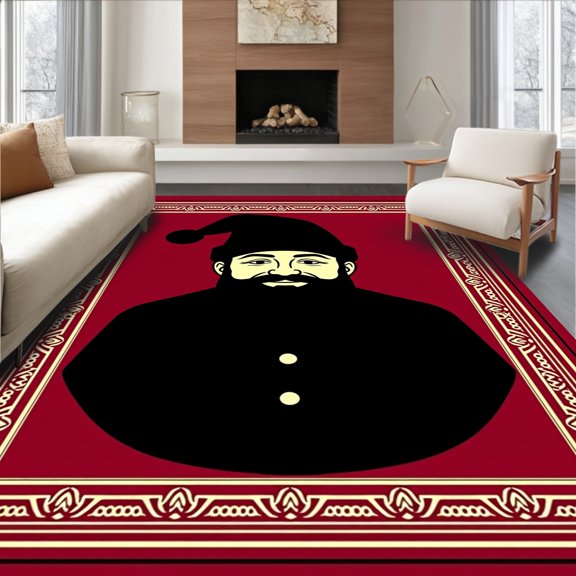 ODIKA 2x3 Machine Washable Non-Slip Area Rug, Inclusive Seasonal Greeting Doormat Cheerful Entrance Decoration High Traffic Rug with Pad, Red, 740254