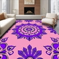 thumbnail image 1 of ODIKA 2'x3' Machine Washable Non-Slip Area Rug, Indie Sunburst Rosette with Interlocking Ornamental Leaves and Boho Swirls High Traffic Rug with Pad, Pink, 704483, 1 of 8