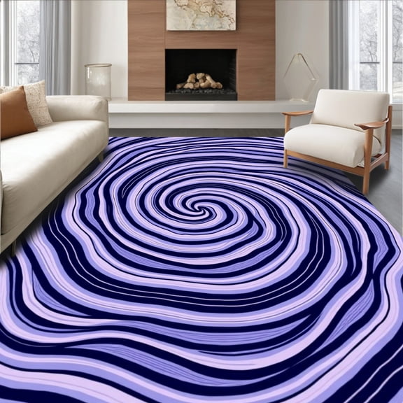 ODIKA 2x3 Machine Washable Non-Slip Area Rug, Indigo Veil Abstract Ripple Effect Design High Traffic Rug, Purple, 364422