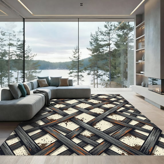 ODIKA 2'x3' Machine Washable Non-Slip Area Rug, Industrial Gray High Traffic Rug, Gray, 1009916