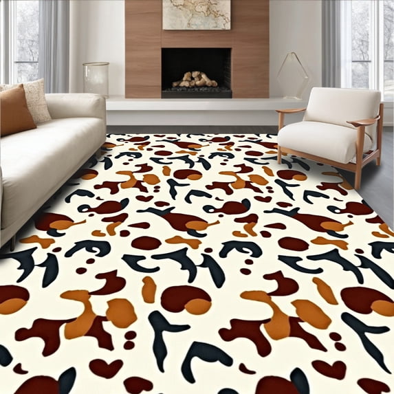 ODIKA 2'x3' Machine Washable Non-Slip Area Rug, Inspired Authentic Spotted Decorative Floor High Traffic Rug with Pad, Ivory, 664899