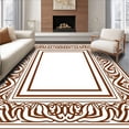 thumbnail image 1 of ODIKA 2'x3' Machine Washable Non-Slip Area Rug, Inspired Leather Look with Interlocking Motifs High Traffic Rug with Pad, Brown, 507961, 1 of 8