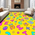 thumbnail image 1 of ODIKA 2'x3' Machine Washable Non-Slip Area Rug, Interactive Learning with Colorful Letters Numbers and Cute Animal Figures High Traffic Rug with Pad, Yellow, 698897, 1 of 8